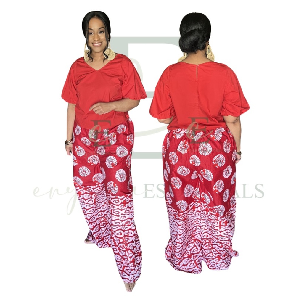 Red & White Wide-Leg Pants | One Size Fit All (S–XL)